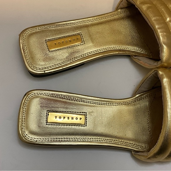 Top shop Pampas Padded Flat Sandals in Gold 40 - Picture 9 of 10
